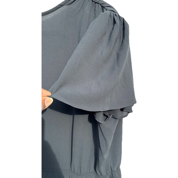 Women's Black SZ XXL Ruffle Elastic Waist Midi Dress Silky Witchy Whimsigoth - Picture 7 of 10